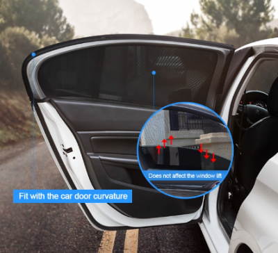 มุ้งรถยนต์ ม่านกันยุงรถยนต์  สีดำ ฟรีไซส์ ผ้านิ่มแข็งแรง แบบสวมยางยืด สำหรับกระจกหน้าหลัง ใช้สำหรับนอนในรถ (2ชิ้น) สินค้าพร้อมส่ง