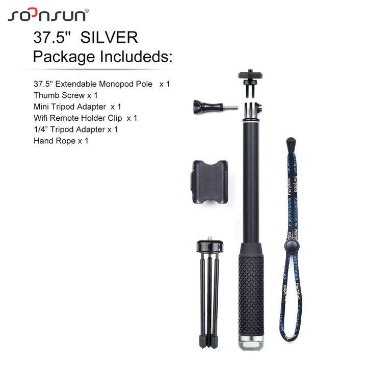 SOONSUN Aluminum Extendable Diving Monopod Pole Stick With 14'' Tripod ...