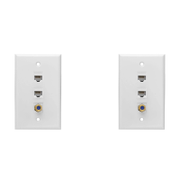 2X Ethernet Coax Wall Plate,2 Port Cat6 RJ45 Keystone and 1 Port F Type Connector Keystone Female to Female Wall Plate