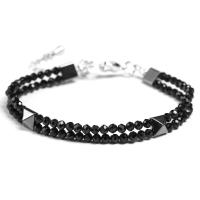 Natural Faceted 3MM Black spinel Stone Beads Bracelet Hematite Chain Jewelry Men Women Health Gift Handmade Design Replacement Parts