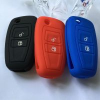 lujie Skin Jacket FOB Shell Cover Silica Gel Protecting Bag For Ford Grand C-Max Focus Mondeo 2 Button Flip Folded Key