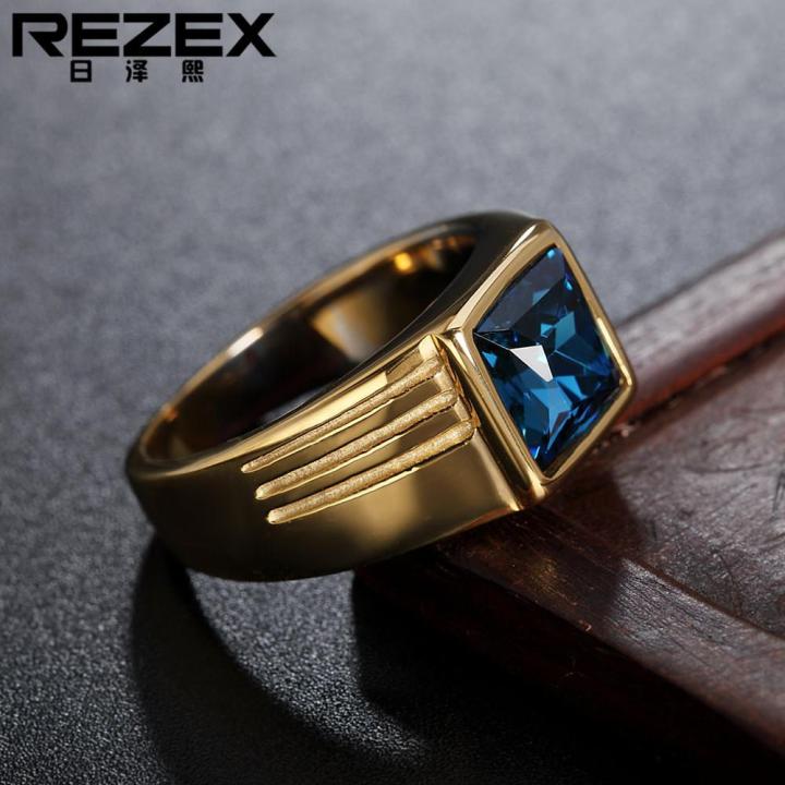 rezex-เครื่องประดับแหวนเหล็กไทเทเนียมฝังง่ายทันสมัย