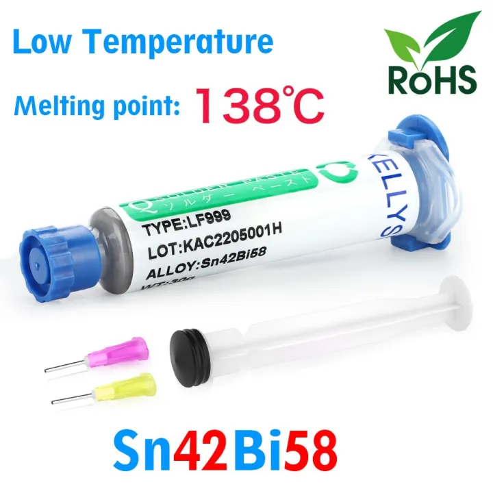 Lead-free Solder Paste Low Temperature 138℃ Sn42Bi58 Liquid Flux For ...