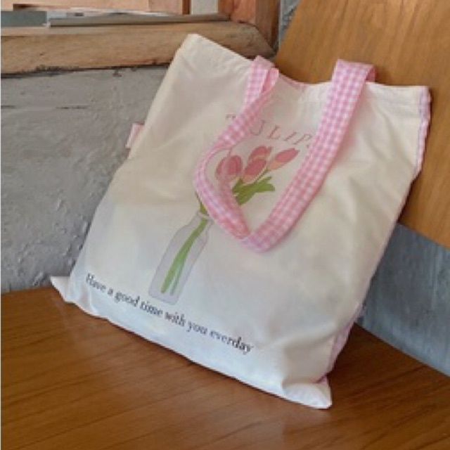 tulips-bag-กระเป๋าผ้า-tulips-กระเป๋าผ้าสกรีน-กระเป๋าผ้าลายสก๊อต