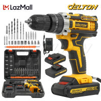 DELTON สว่านไร้สาย สว่าน 99V 3 ระบบ มีระบบกระแทก Cordless Impact Drill แบตเตอรี่ Li-ion อย่างดี 2 ก้อน พร้อม ดอกสว่าน และ อุปกรณ์ เครื่องมือช่าง รวม 32 ชิ้น M-SERIES รุ่น MDT-09A