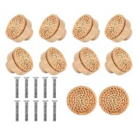 10PCS Wooden Handles Beech Rattan Drawer Knobs Furniture Handle Kitchen Cupboard Door Handle Dresser Pulls