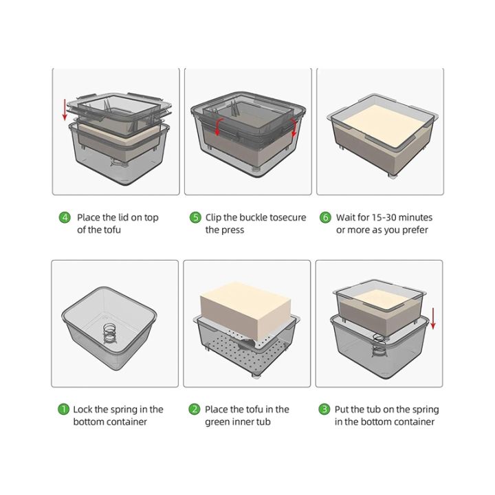 diy-plastic-tofu-press-mold-homemade-tofu-mold-soybean-curd-tofu-making-mold-with-cheese-cloth-kitchen-cooking-gray