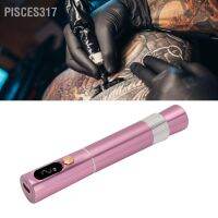 Pisces317 Eyebrow Eyeliner Lip Tattoo Machine 600mAh Battery Coreless Motor Wireless Rechargeable Microblading 100‑240V PinkTH