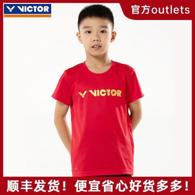 VICTOR Victory ชุดกีฬาแบดมินตันเด็กของแท้,เสื้อยืดกีฬาสำหรับเด็ก Victor Sports แห้งเร็ว10032เหมาะสม