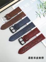 suitable for IWC Butterfly Buckle Leather Watch Strap Mens Tudor Armani Soft Sheepskin Bracelet 22mm