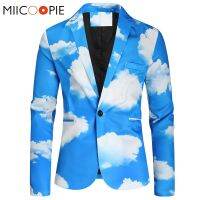 ZZOOI Mens Suit Jackets Sky Clouds 3D Printed Blasers Hombre 2021 Casual Business Party Wedding Dress Party Coat Men Blazer Homme 4XL
