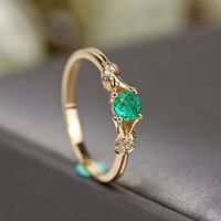 Exquisite Round Emerald Birthstone Rings for Women Bride Wedding Engagement Ring Valentine 39;s Day Anniversary Gift Party Jewelry