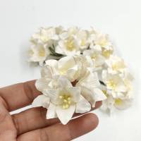 [10 ดอก/ขาว] ลิลลี่ ดอกไม้กระดาษ ดอกไม้ประดิษฐ์ 37 มม