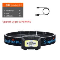 SupFire ไฟฉายคาดหัวขนาดเล็ก LED + COB พร้อมเซ็นเซอร์ตรวจจับการเคลื่อนไหวชาร์จไฟใหม่ได้สำหรับตั้งแคมป์ตกปลาโคมไฟไฟหน้าแบบพกพา X30