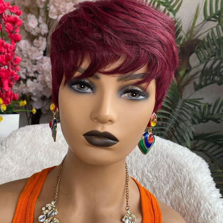 glueless-highlight-short-pixie-cut-human-hair-wigs-straight-zilian-99j-burdy-colored-for-black-ull-machine-made-wig