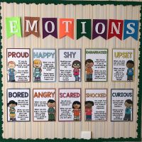 【CW】 10Pcs/Set Emotions English Teaching Aids Cards Classroom Wall Decoration Bilingual Educational Children
