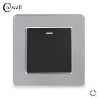 Coswall Stainless Steel Panel 1 Gang 1 Way Reset Switch Pulse Switch Momentary Contact Switch Push Button Wall Light Switch 16A