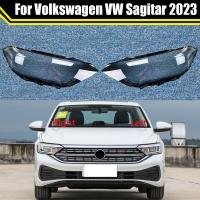 กระจกแผ่นเรืองแสงรถยนต์สำหรับ Volkswagen VW Jetta (Sagitar) 2022 2023ฝาครอบไฟหน้าโป๊ะไฟแบบโปร่งใสฝาครอบไฟหน้า