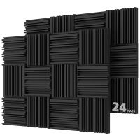 12/24Pcs 250x250x50mm Studio Acoustic Foam Soundproof Absorption Treatment Panel Soundproofing Foam Protective Sponge 5Colors Cables