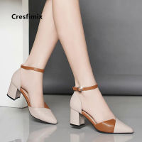 Femmes Hauts Talons Women Classic White Pu Leather Buckle Strap High Heel Shoes Lady Casual Black High Heels Sexy Shoes G5393