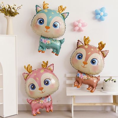 Cute Jungle Deer Foil Balloons Fox Forest Animals Theme Baby Shower Kids Birthday Party Decoration Supplies Balloons