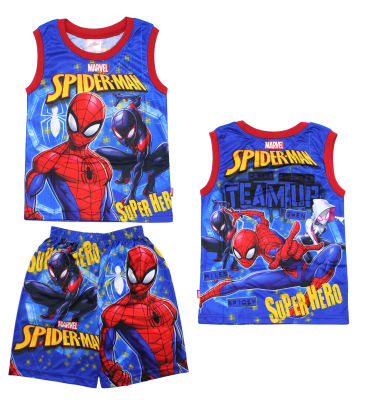 เฺสื้อผ้าเด็กลายการ์ตูนลิขสิทธิ์แท้ เด็กผู้ชาย/ผู้หญิง ชุดเที่ยวชุดเดินเล่น แขนกุด ชุดแฟชั่น SPIDER-MAN เสื้อเด็กผ้ามัน Avengers DMS243-16 BestShirt