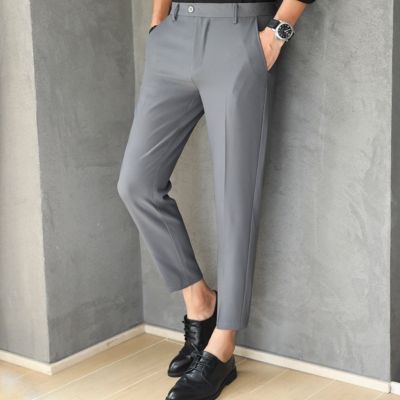 กางเกงขายาวผู้ชายGMPM0024 กางเกงแสลค ทรงกระบอกเล็ก สวมใส่สบาย Color.dark blue/grey/balck 28-34