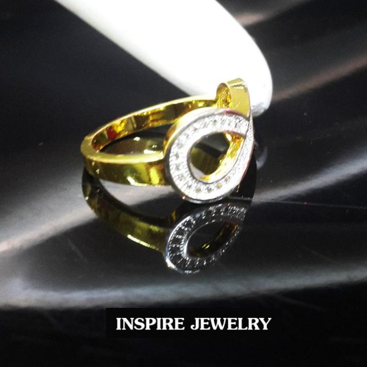 inspire-jewelry-แหวนรูป-infinity-ประดับด้วยเพชรcz-ตัวเรือนหุ้มทองแท้-24k