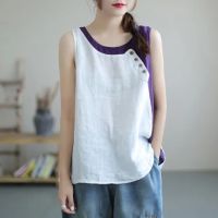 Cotton and hemp suspender vest fashion small cute design sense ，vest for women