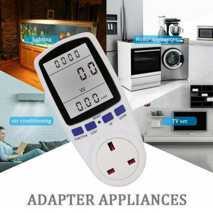 UK Plug Digital Voltage Wattmeter Power Meter Consumption Electricity