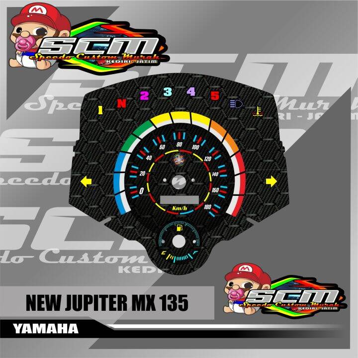 papan speedometer custom new jupiter mx 135 carbon panel spido meter custom new jupiter mx 135