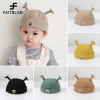 หมวกบีนนี่ถักลายการ์ตูนสำหรับเด็กทารกหมวก MODE Korea หมวกเด็กหัดเดินหมวกเจ้าบ้านสีล้วนหมวกคลุมศีรษะหมวกแก็ป6-24เดือน