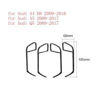 คาร์บอนไฟเบอร์ไฟเบอร์คาร์บอน A4 4ชิ้น A5 B8 Q5ประตูรถด้ามจับด้านในตกแต่งขอบสติกเกอร์รูปลอกตกแต่งภายในรถยนต์คาร์บอนไฟเบอร์