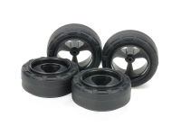 95635 Tamiya Mini 4WD  Super Hard Small Dia. Narrow Tires (24mm) &amp; Reinforced 3-Spoke Wheels