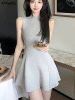 Mini Knitting Dresses for Women Sweet Gentle Summer Slim Temperament Sexy Minimalist Sleeveless Students Popular Casual Clothing