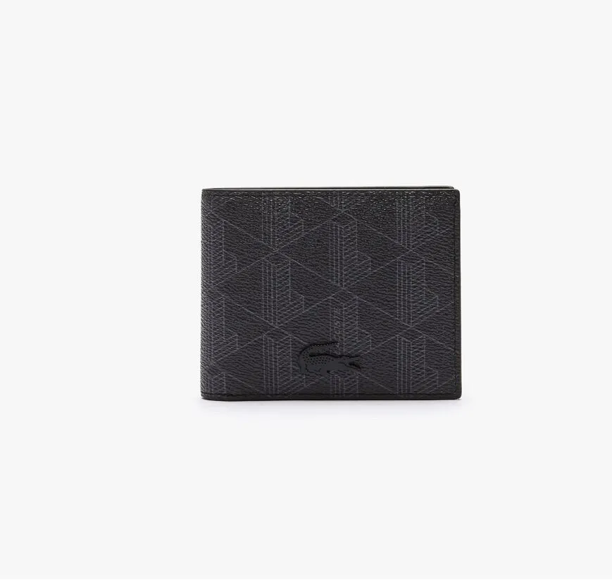 Lacoste - Men's The Blend Small Monogram Canvas Wallet - Black