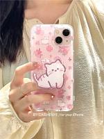 เคสไอโฟนน่ารัก แมวดอกไม้สีชมพูเหมาะสำหรับเคสโทรศัพท์มือถือ 14pro max iPhone13 Apple 12 ใหม่ 11 นิ่ม