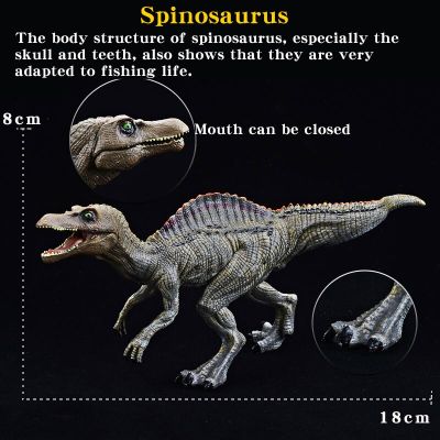 ไดโนเสาร์ยุคจูราสสิก T-Rex Spinosaurus Velociraptor โมเดลสัตว์แอ็กชันของเล่นคุณภาพสูงพีวีซีของขวัญสำหรับเด็กหุ่นขนาดเล็ก