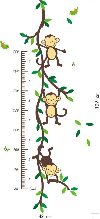 sale-nancarenko1977-สวนสัตว์-yoo-เล่นป่าลิงต้นไม้ความสูงผนังศิลปะสติกเกอร์ตกแต่งเนอสเซอรี่เด็กตารางความสูงวัด