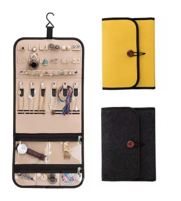 Door For Earrings On Closet Necklaces Double-Sided Rings Jewelry Organizer Hanging Storage Roll