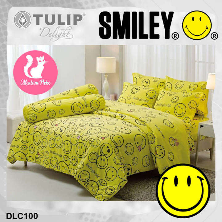 tulip-delight-ผ้าปูที่นอน-ไม่รวมผ้านวม-สไมลีย์-smiley-world-dlc100-เลือกขนาดเตียง-3-5ฟุต-5ฟุต-6ฟุต-ทิวลิปดีไลท์-เครื่องนอน-ชุดผ้าปู-ผ้าปูเตียง