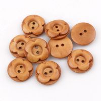 25PCS Natural Flowers  Wooden Buttons Round Lt Color  Sewing Buttons Scrapbooking 2 Holes Sewing Accessories 18mm For Child Haberdashery