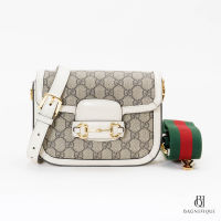 GUCCI HORSEBIT 1955 MINI WHITE GG SUPREME MONOGRAM GHW