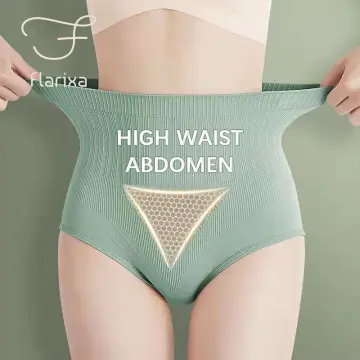 Cheap Flarixa Women Cotton Briefs Mid Waist Tummy Control Panties Plus Size Slimming  Belly Underwear Hip Lift Underpants Body Shaper