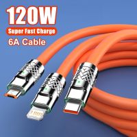 3in1 6A 120W USB Super Fast Charger Cable For iPhone 14 13 Micro Type-C 8-Pin Charging Cable For Huawei Samsung Xiaomi Wird Cord