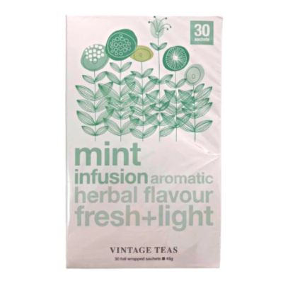 🔖New Arrival🔖 วินเทจทีส์ ชามิ้นท์ 30 ซอง - Vintag teas Mint Infusion Aromatic Fresh and Light Herbal Flavor 30 tea bags 🔖