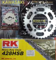 โซ่สเตอร์ BOSS175 KAWASAKI หน้า14-15T หลัง38-39-40-41T โซ่ข้อหนาRK+สเตอร์ตราพระอาทิตย์