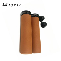 Litepro MTB จักรยานพับ Ultralight Handlebar ล็อค Grip ข้างเดียวฝาครอบหนังสีฟองน้ำ Grips Plugs