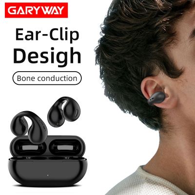 ZZOOI Garyway Bone Conduction Headphone Wireless Bluetooth Earphones Ear Clip Earbuds with Mic Touch Control for Sport Working Talking
