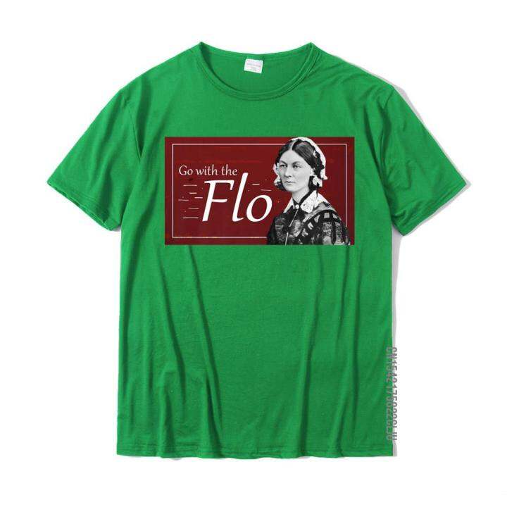 go-with-the-flo-humorous-florence-nightingale-shirt-wholesale-casual-t-shirts-cotton-man-tops-t-shirt-casual